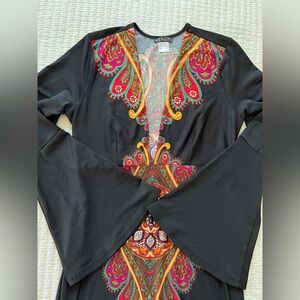 VENUS Paisley Flare-Sleeve Dress